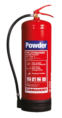 Powder fire extinguisher for multi-class fire protection (A, B, C)